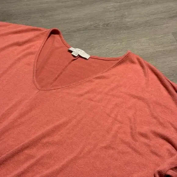 LOFT Plus Coral Knot Front V Neck Top Size 24 26 Soft Stretch Casual - Picture 5 of 9